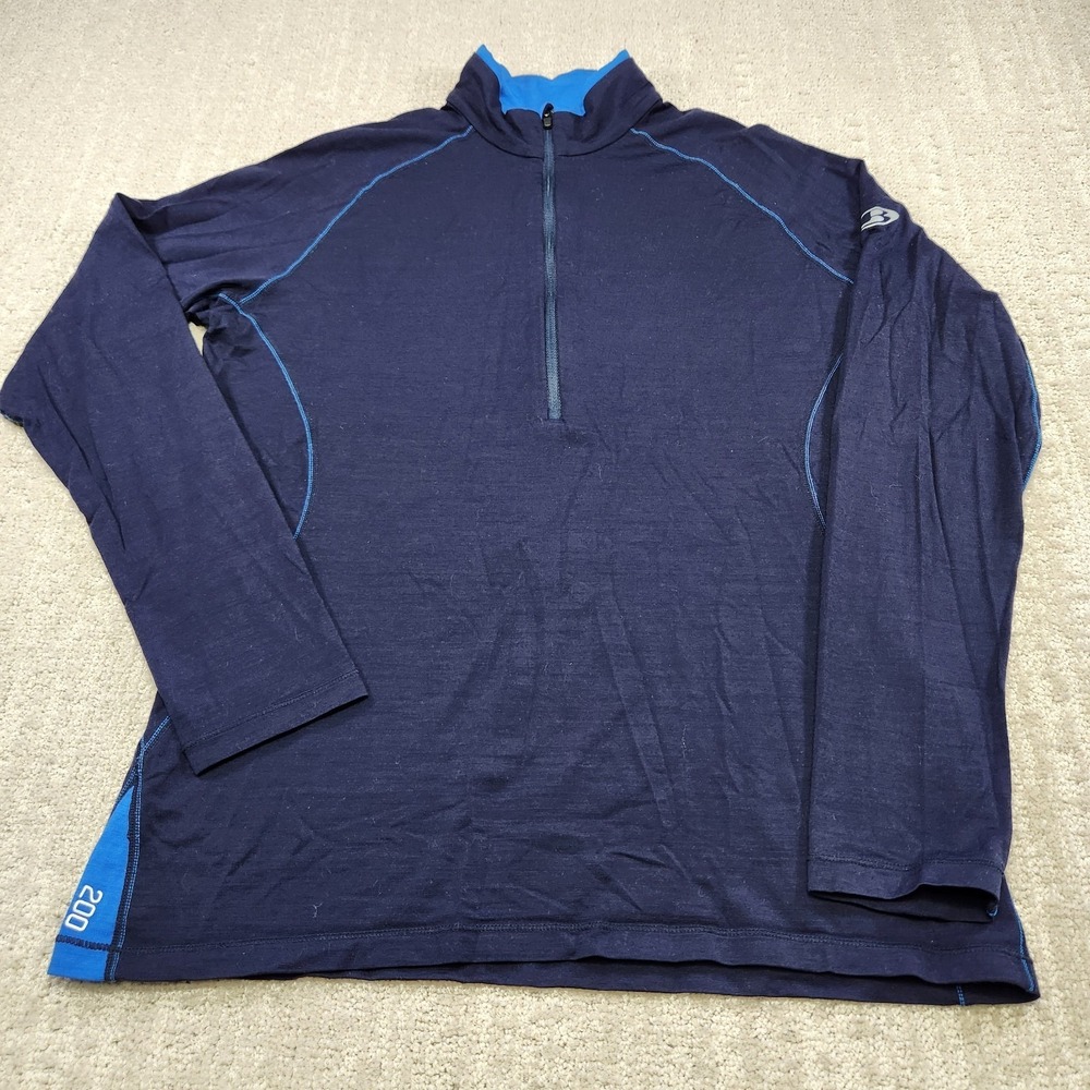 Icebreaker Sweatshirt Men Medium New Zealand Merino Wool GT 200 Blue 1/4 Zip